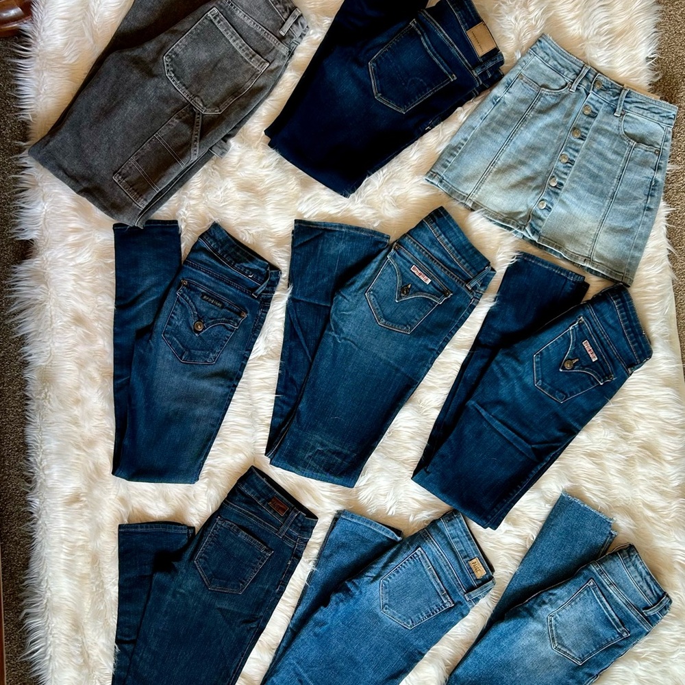 New and like new denim lot.   Paige Hudson American Eagle Vervet PacSun 24-25.
